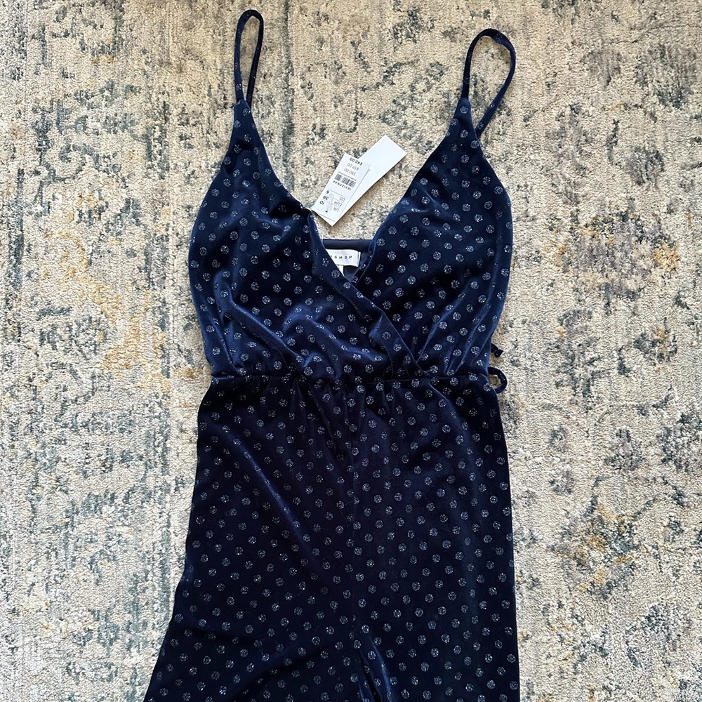 Topshop Blue Velvet jumpsuit tags still on!